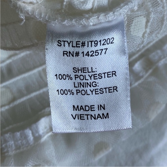 Iris White Sheer Princess Smocked Polka Dot Blouse Top M - Picture 8 of 8